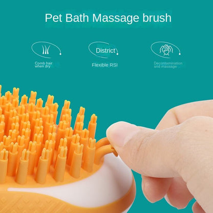 Pet Bath Brush 2-in-1 SPA Massage Hair Grooming Soft Silicone - 1click2pick