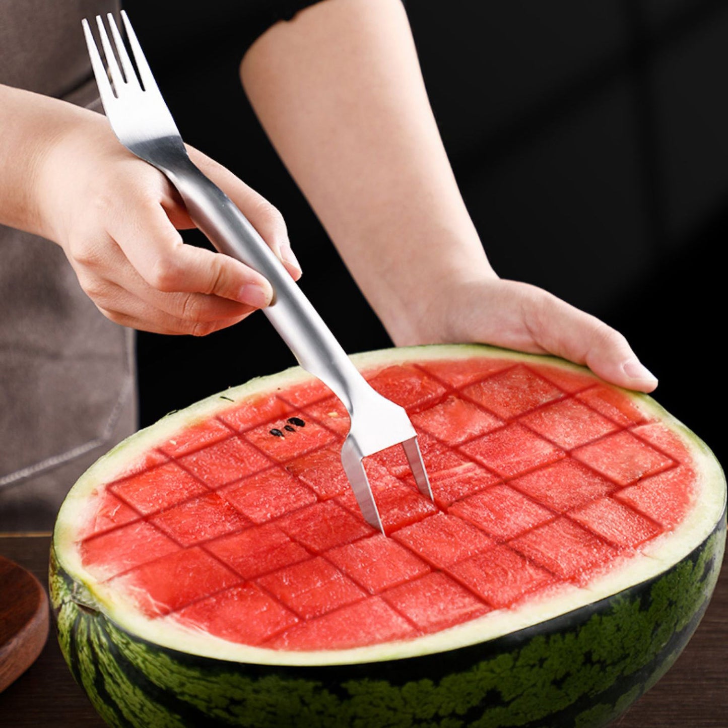 2 In 1 Stainless Steel Watermelon Fork Slicer