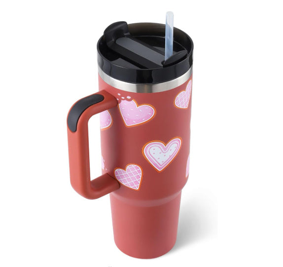 Tumbler With Handle Straw Insulated 40 Oz