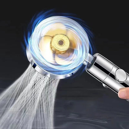 Pressurized Shower Head Water Saving 360 Degrees Rotation Turbo Fan with Filters