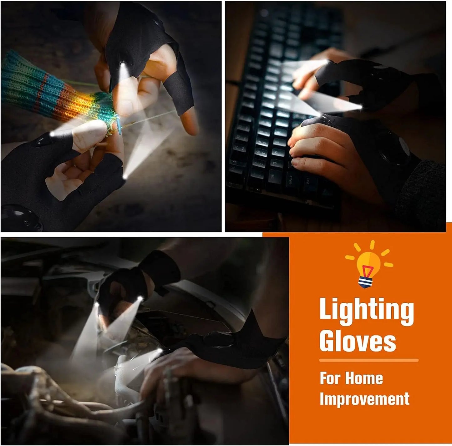 LED Fingerless Glove – Waterproof, Durable Half-Finger Flashlight Glove for Night Fishing, Cycling, Running, and Outdoor Activities