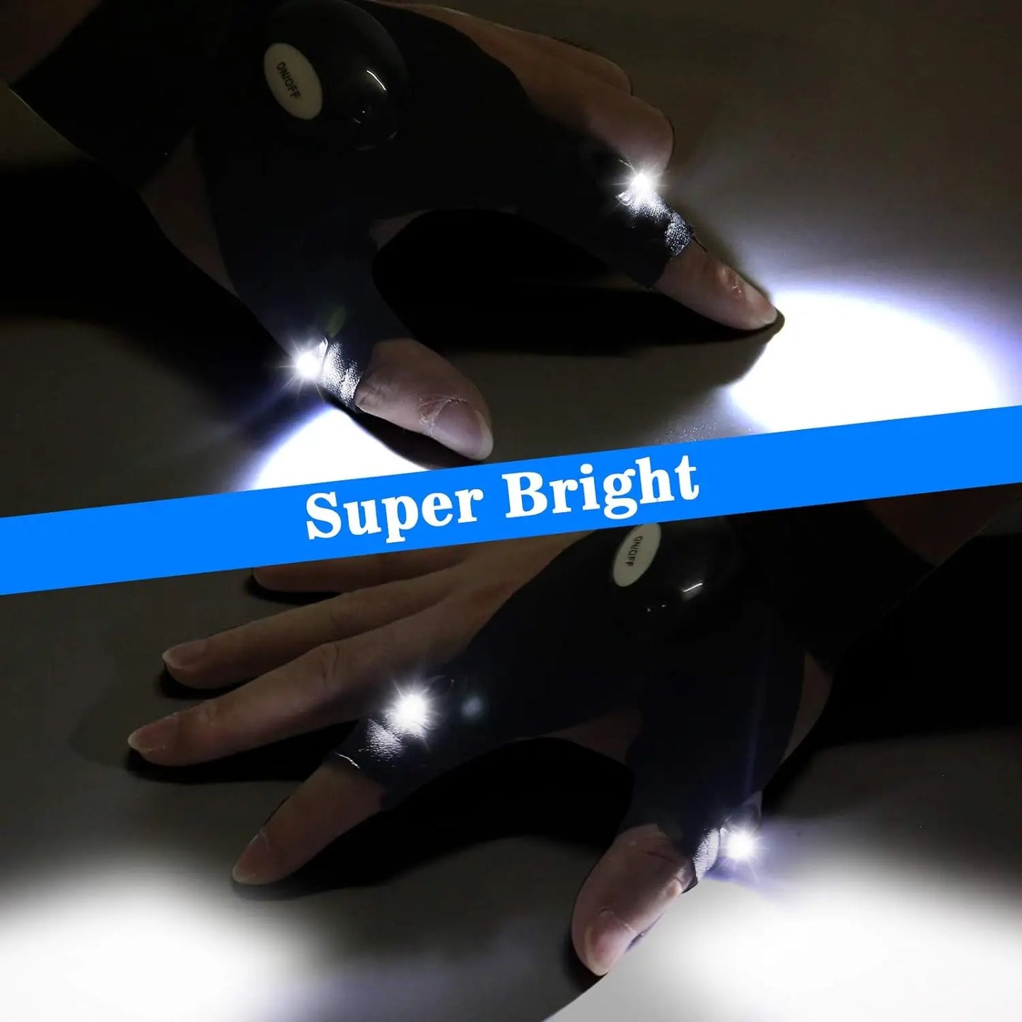 LED Fingerless Glove – Waterproof, Durable Half-Finger Flashlight Glove for Night Fishing, Cycling, Running, and Outdoor Activities