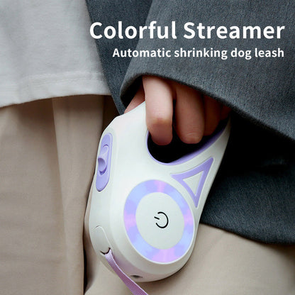 Retractable Dog Leash with Collar – Automatic Spotlight Traction Rope for Dogs and Cats