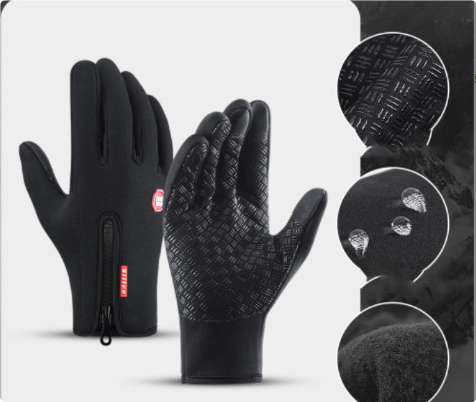 Waterproof Winter Sports Gloves – Touchscreen-Compatible with Fleece Lining for Motorcycle Riding & Outdoor Activities