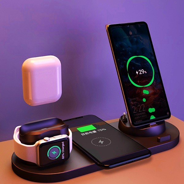 6 In 1 Wireless Fast Charging Dock Station - 1click2pick