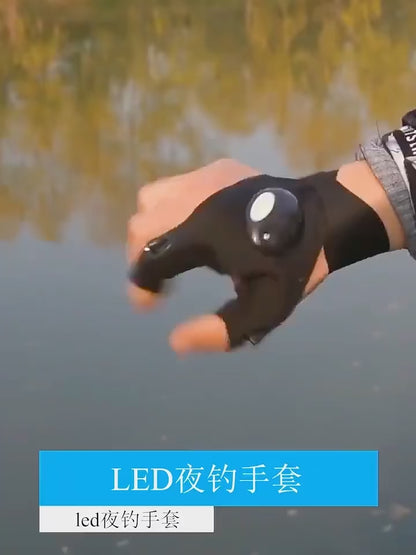 LED Fingerless Glove – Waterproof, Durable Half-Finger Flashlight Glove for Night Fishing, Cycling, Running, and Outdoor Activities